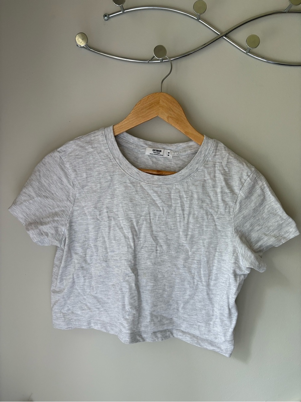 Cotton on Cropped Crew Neck Tee - Light Gray
